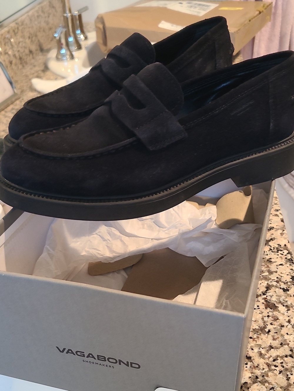 Vagabond Black Suede Penny Loafers